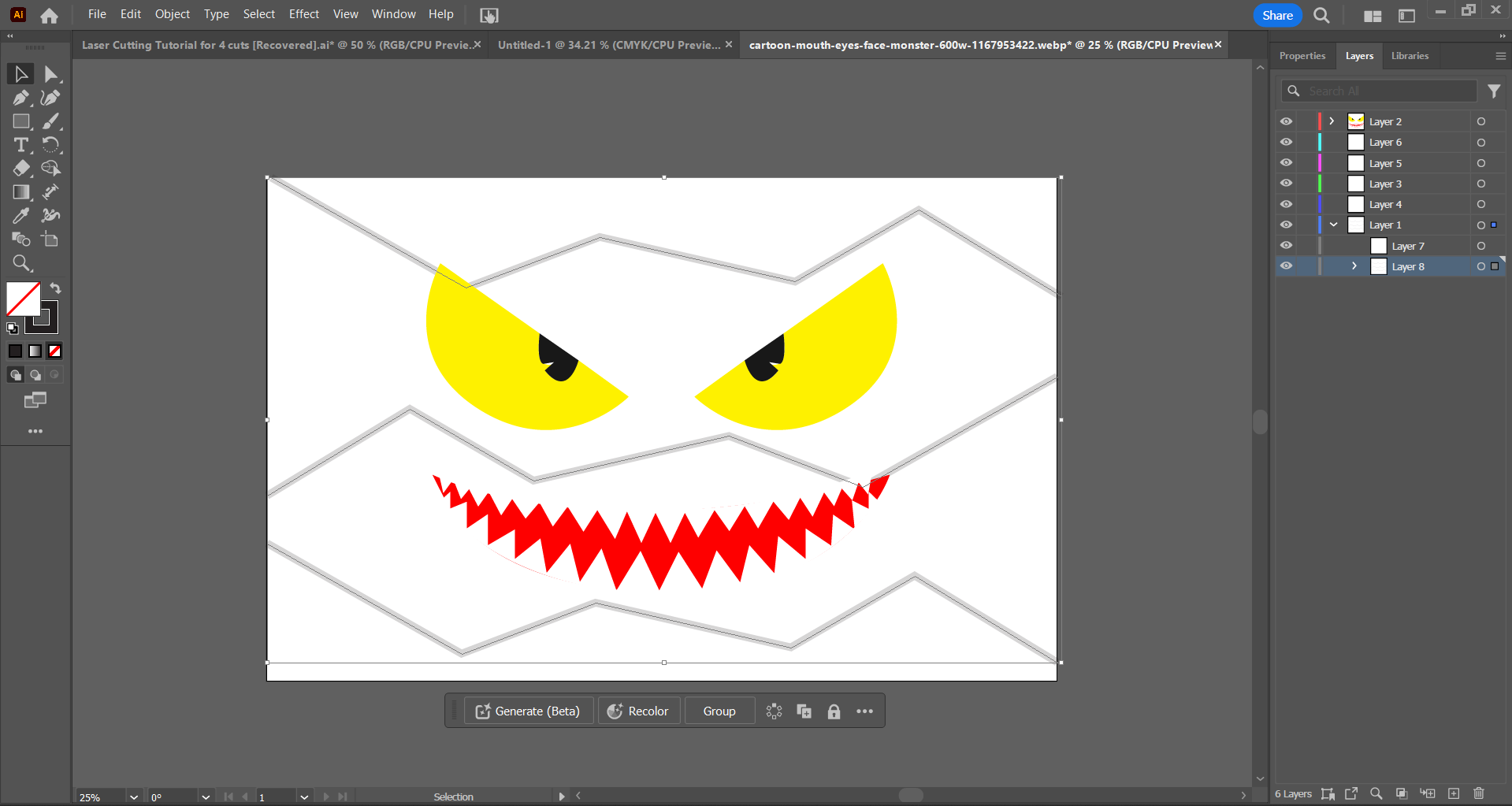 Monster Face made on Illustrator